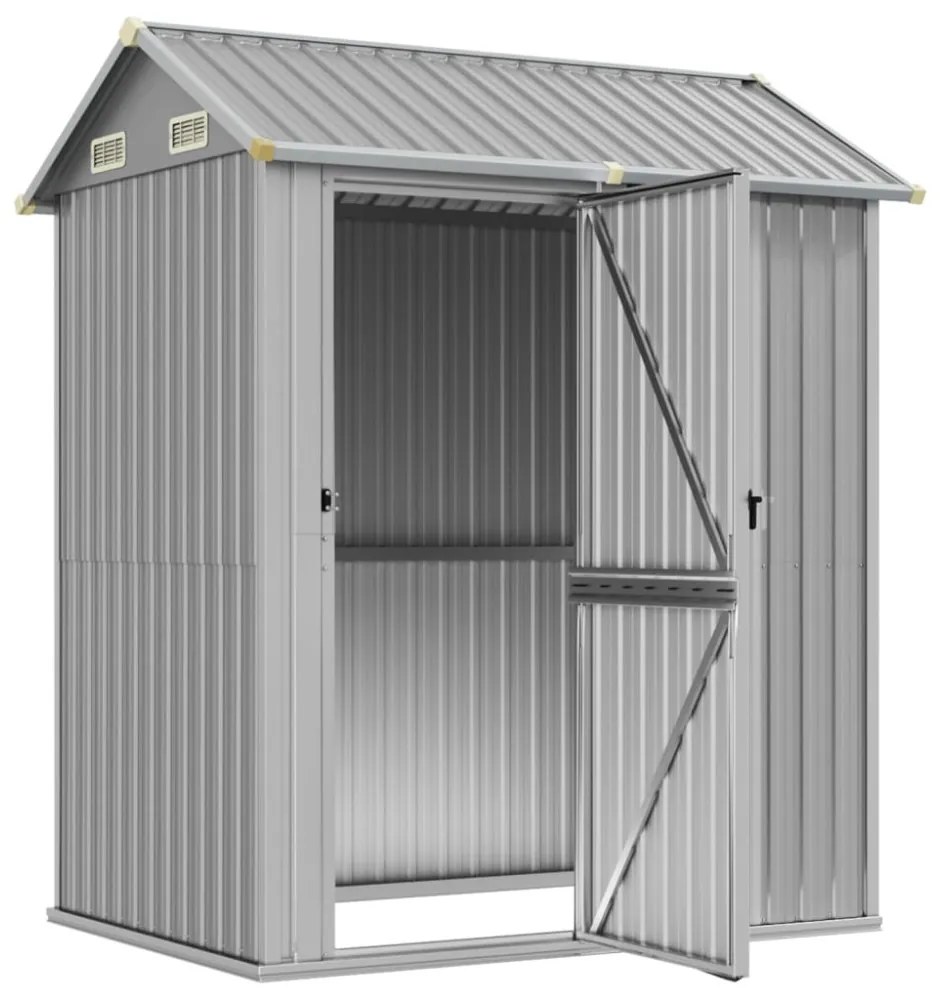 világosszürke horganyzott acél kerti fészer 192 x 152,5 x 237 cm