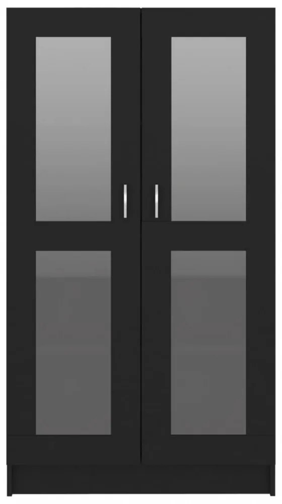fekete szerelt fa vitrinszekrény 82,5 x 30,5 x 150 cm