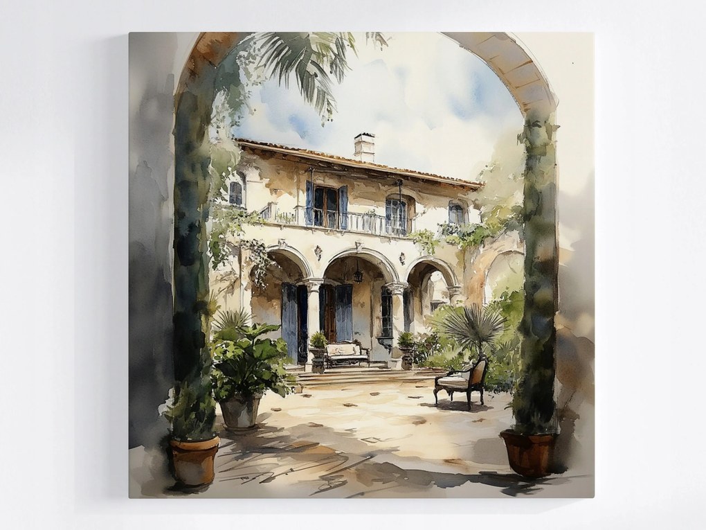 Poszter Ház Villa Kúria Udvar Terasz Olaszország 80x80