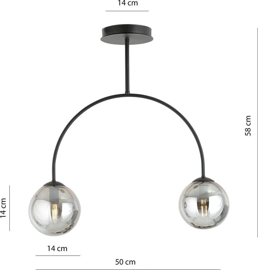 Emibig modern mennyezeti lámpa archi fekete grafit emi1287/2