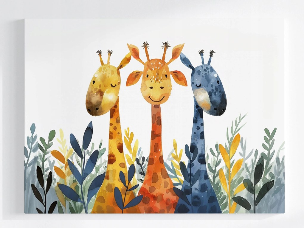 Poszter Zsiráfok Szafari Akvarell Gyerek Dekoráció 100x75