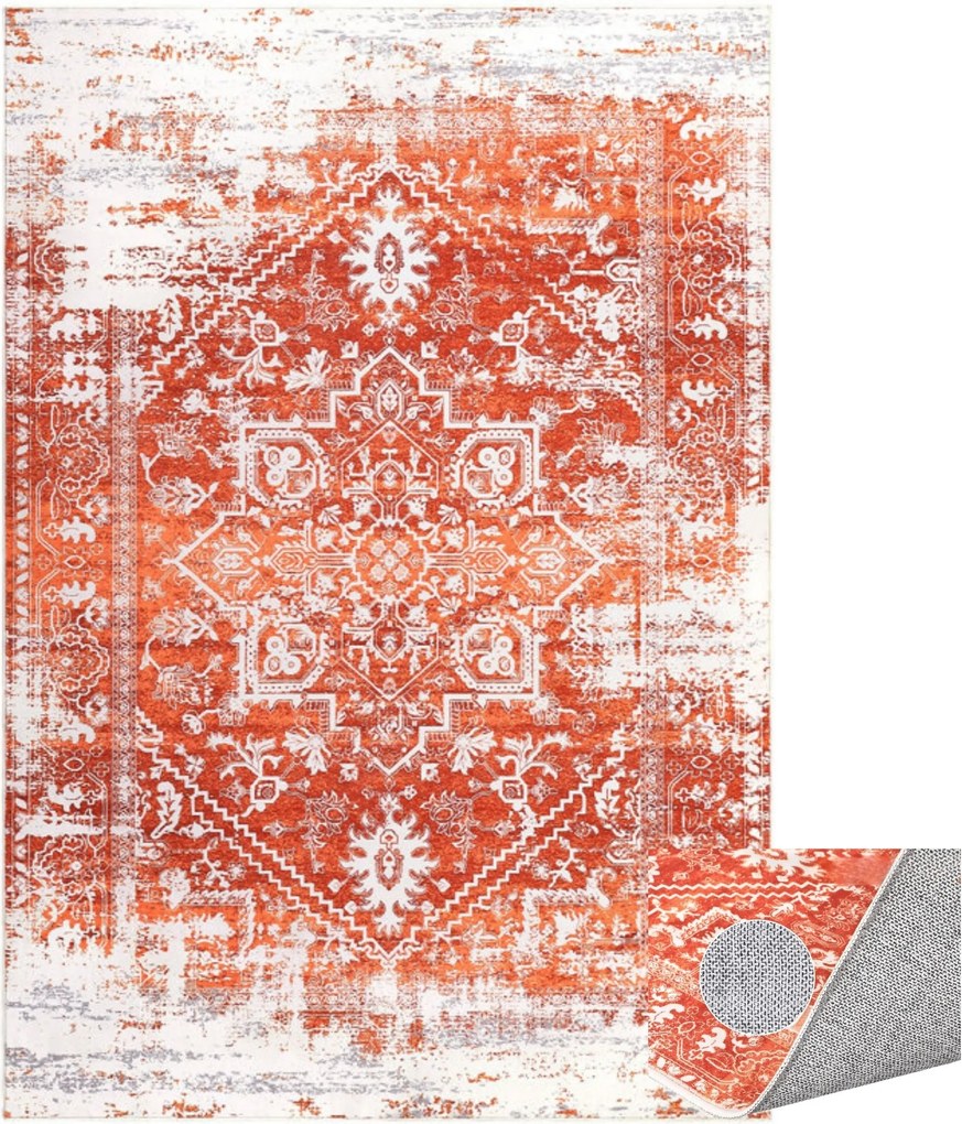 Keleti Nappali Szőnyeg Vintage narancssárga 290x200 csúszásgátló