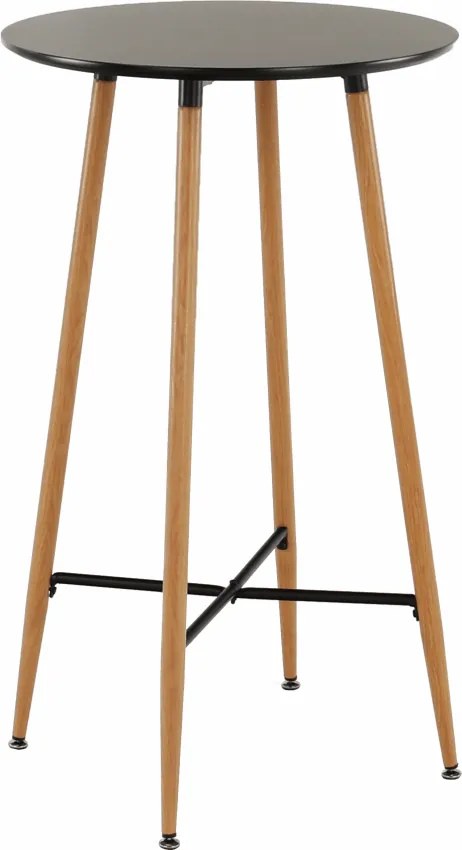 Bárasztal, fekete/tölgy, átmérő 60 cm, IMAM