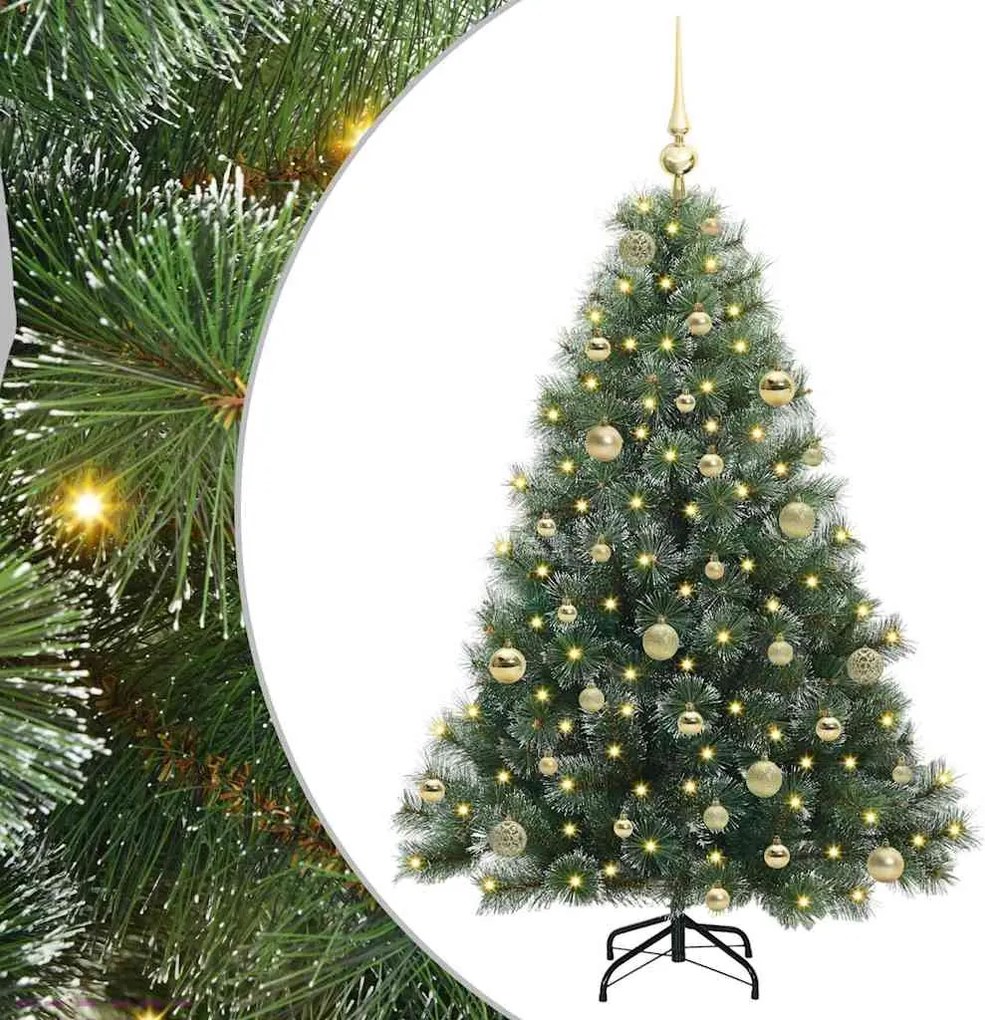 vidaXL Mű karácsonyfa 150 LED-del állvánnyal Zöld 150 cm PE és PVC