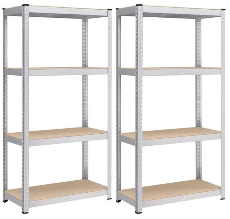 Fém tároló polcok szett(2db) 160x80x40 cm, ezüst