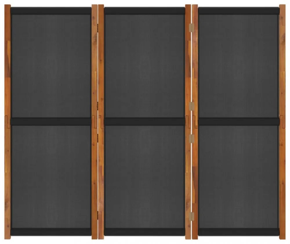 fekete 3 paneles térelválasztó 210 x 180 cm
