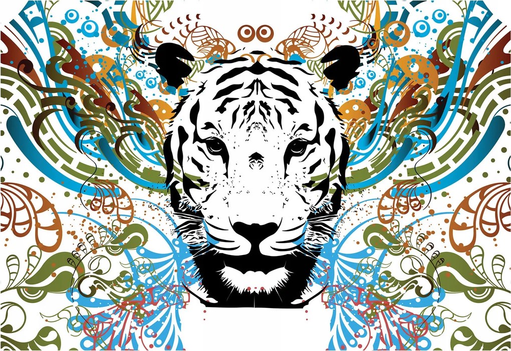 Flizelin fotótapéta Tigris Absztrakt és színes design 312x219 +ragasztó