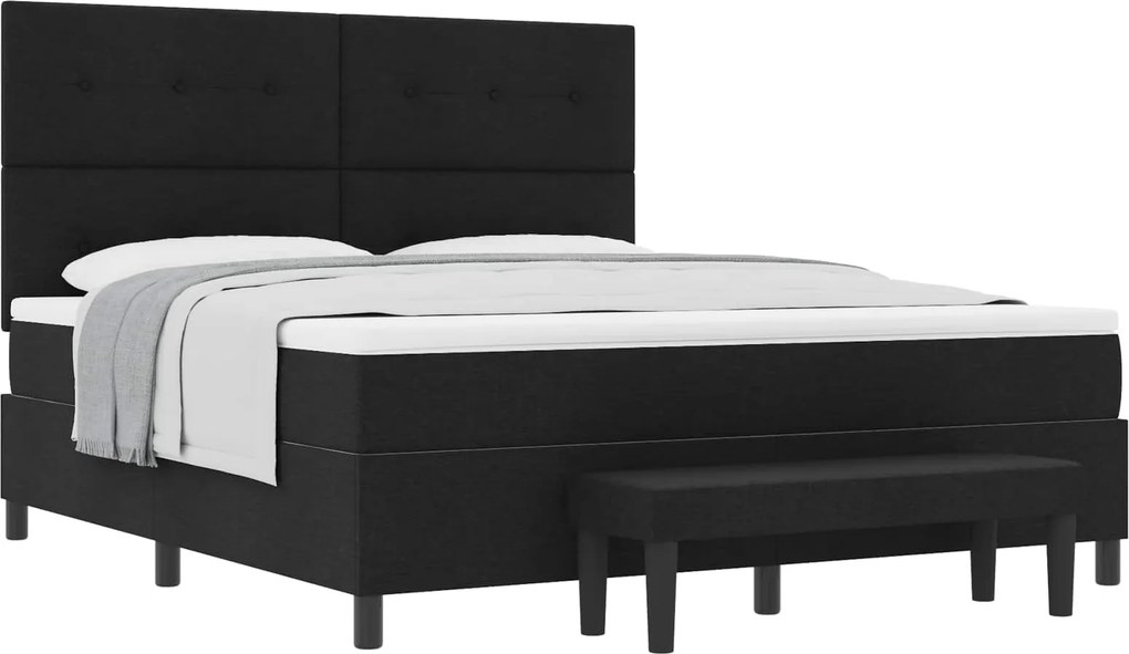 vidaXL Boxrugós ágy matracmal fejtámlával Fekete 180 x 200 cm szövet