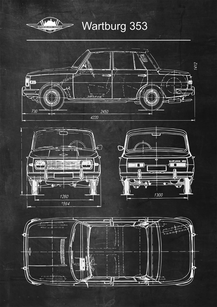 Wartburg poszter 353 Retro Patent Poster