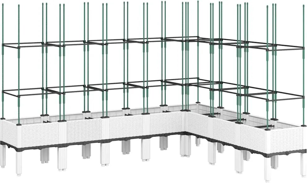 vidaXL fehér polipropilén rácsos kerti ültetőláda 200 x 160 x 142,5 cm