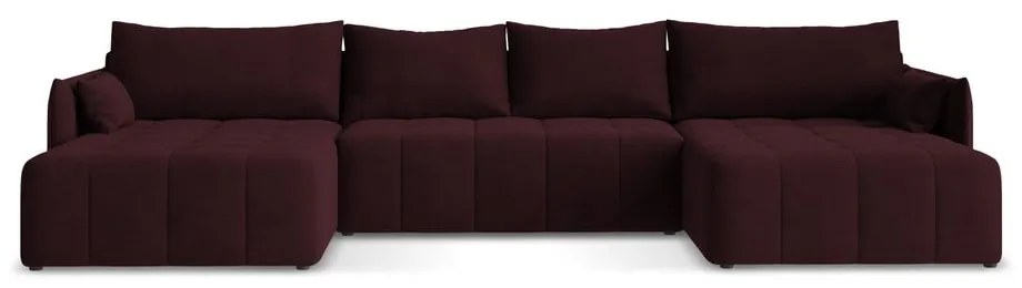 Borvörös kinyitható-tárolóhelyes (U alakú) sarokkanapé Moku – Makamii