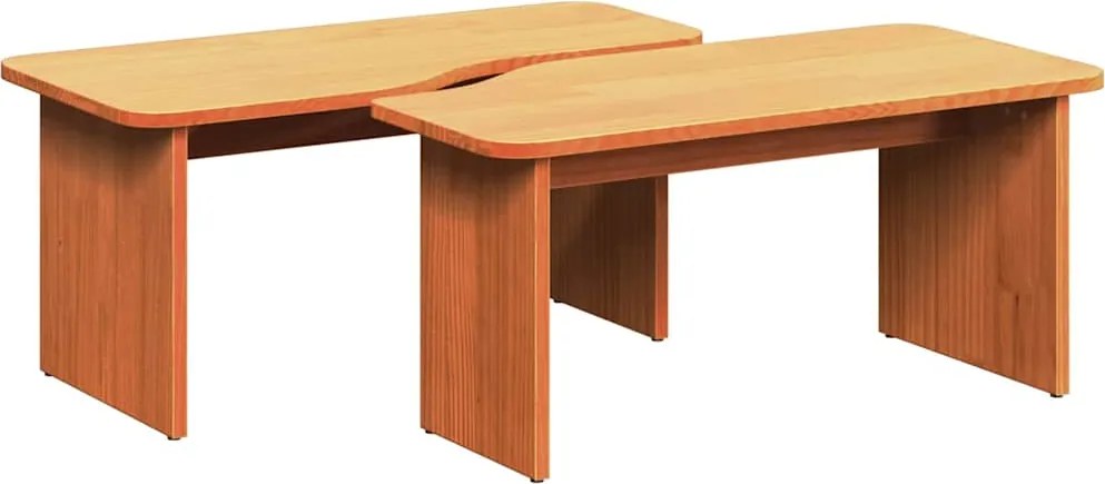 vidaXL Dohányzóasztal 2 pcs Faggyú barna Tömör fenyőfa