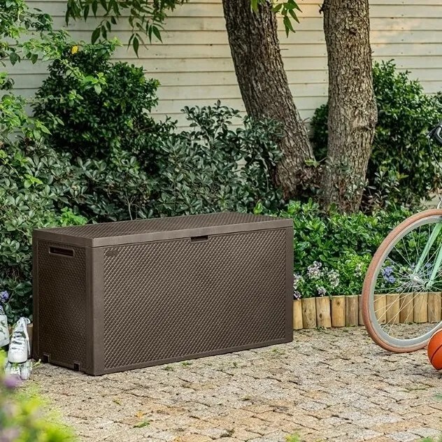 Keter Emily kerti tárolódoboz, barna, 280 l, 118 x 58 x 45 cm