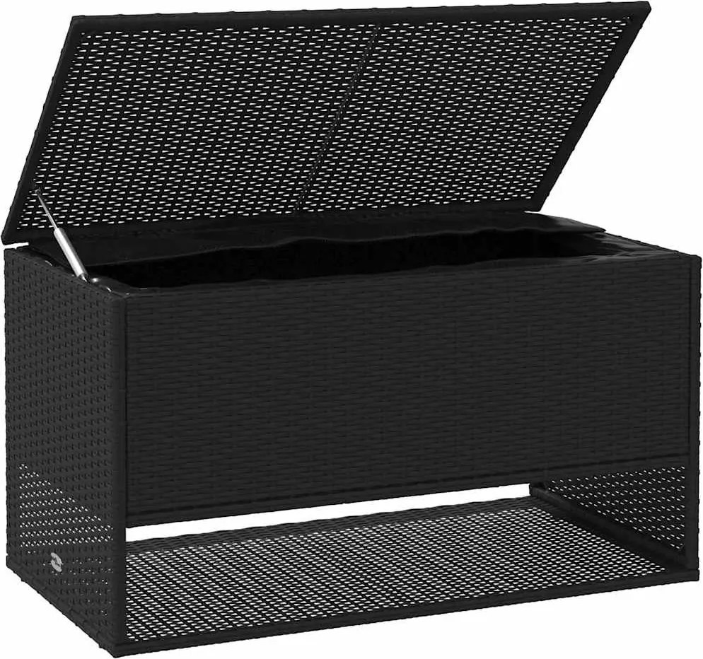 Fekete Polyrattan Kültéri Párna Doboz 100X55X55,5 Cm