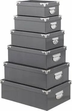 6 db-os tárolódoboz szett, szürke