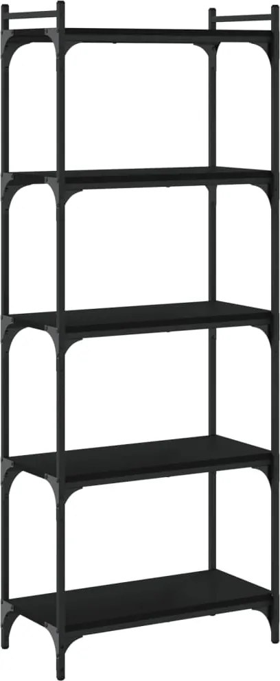 vidaXL 5 szintes fekete szerelt fa könyvespolc 60 x 30 x 154 cm
