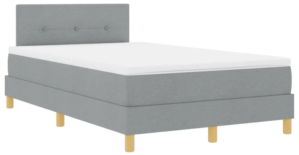 vidaXL LED Box Spring Ágy matracmal Világosszürke 120 x 200 cm szövet