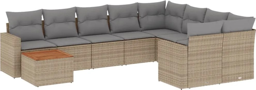 vidaXL 10 részes bézs polyrattan kerti ülőgarnitúra párnával