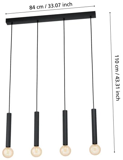 Eglo 98057 - Csillár zsinóron CORTENOVA 4xE27/60W/230V