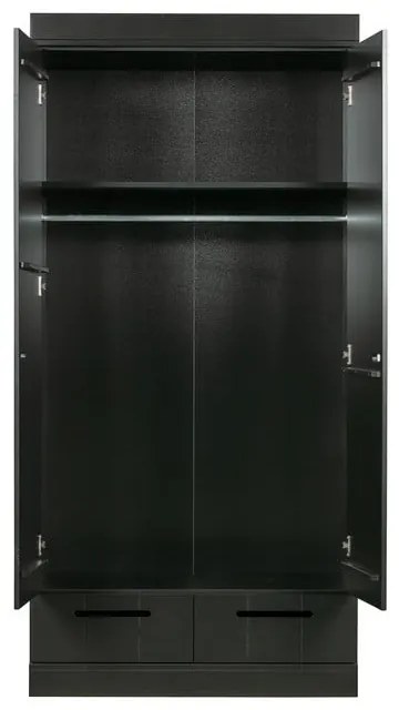 Connect fekete ruhásszekrény borovi fenyő konstrukcióval, szélesség 94 cm - WOOOD
