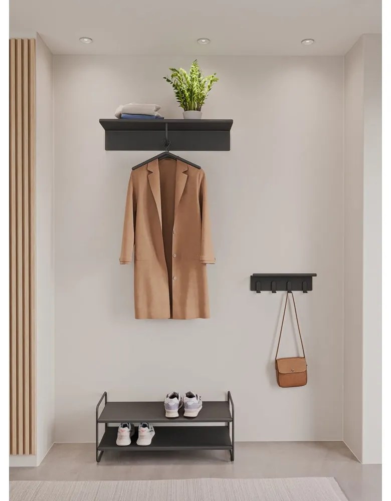 Fekete acél fali fogas polccal 11,5 cm A-Hallway – Zone