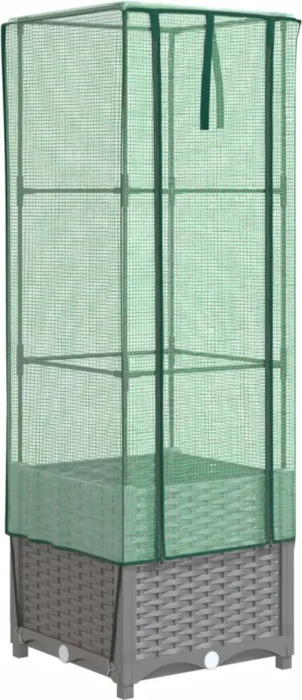 vidaXL rattan megjelenésű magaságyás melegháztakaróval 40x40x139 cm