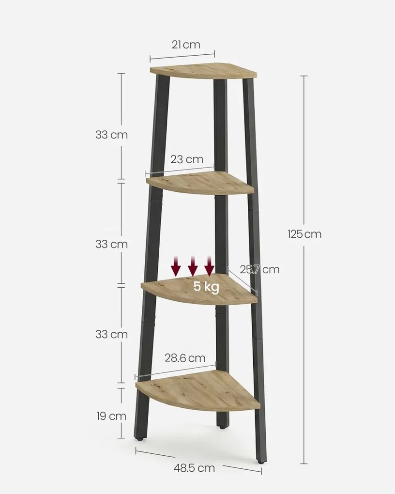 Sarokpolc TAYLOR ARTISAN 4 polc, 125x34 cm