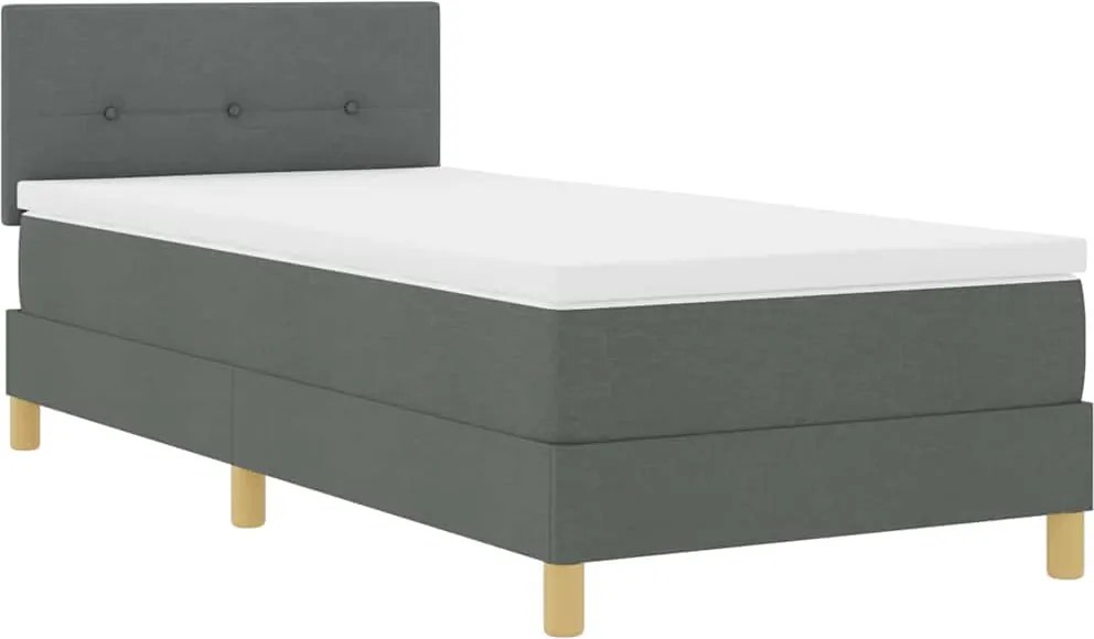 vidaXL LED Box Spring Ágy matracmal Sötétszürke 80 x 200 cm szövet