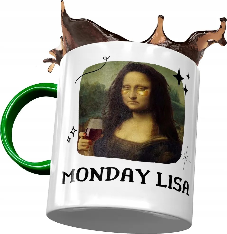Bögre Zöld Vicces Monday Lisa Ajándék Nyomtatott Fotóval