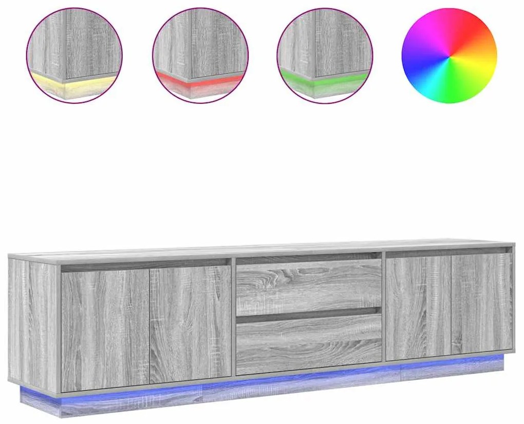 szürke sonoma színű TV-szekrény LED-lámpákkal 193,5x41x50 cm