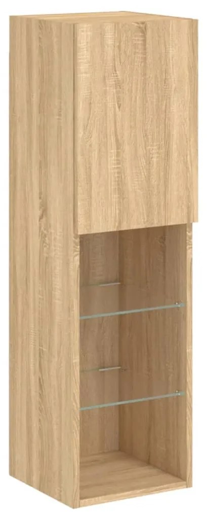 sonoma tölgy színű TV-szekrény LED-lámpákkal 30,5 x 30 x 102 cm
