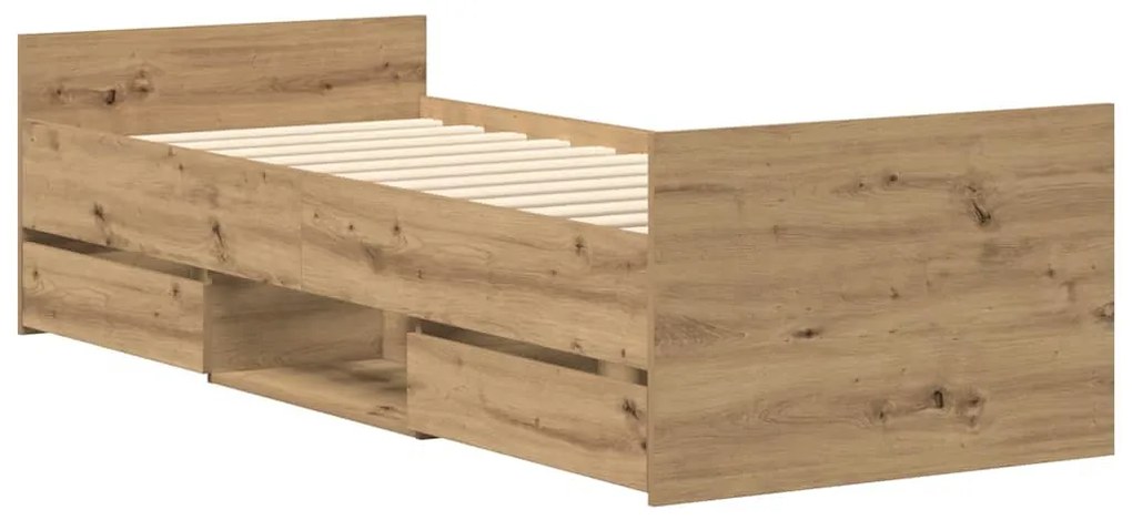 kézműves tölgy szerelt fa ágykeret matrac nélkül 100x200 cm