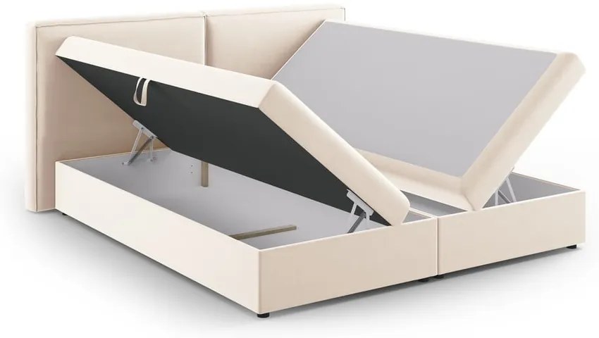 Krémszínű ágyneműtartós boxspring ágy 160x200 cm Arendal – Cosmopolitan Design