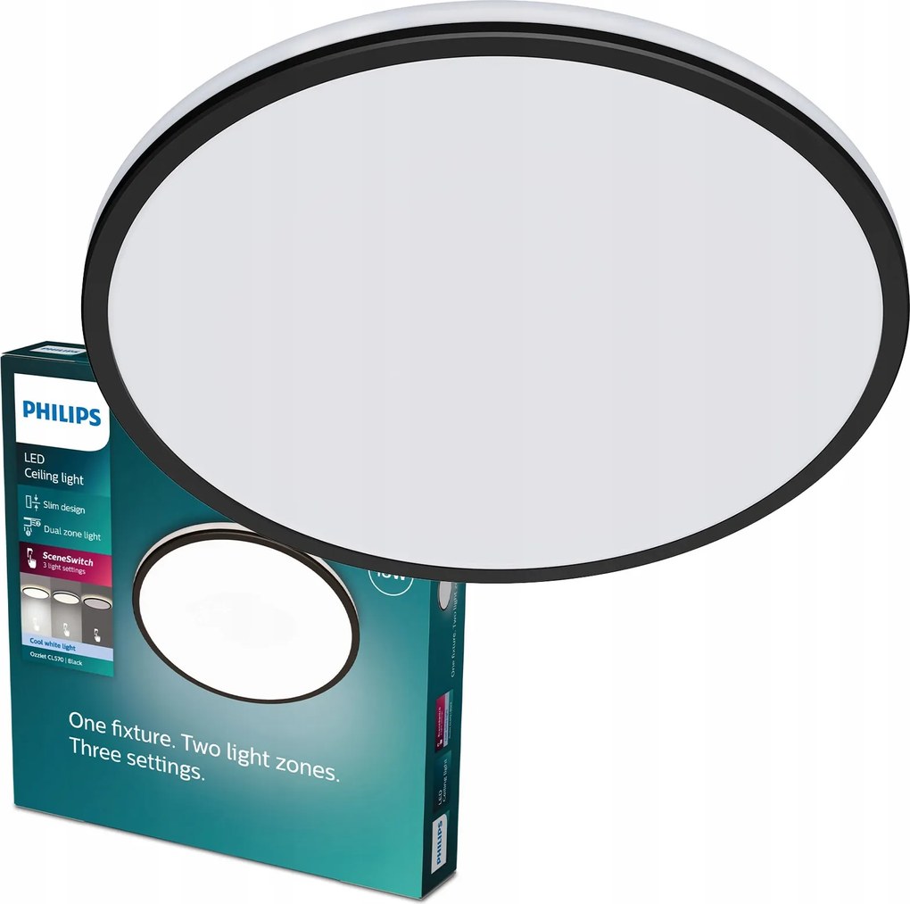 Plafon Led Mennyezeti Lámpa Falra szerelhető Ozziet 18W 4000K 30cm Fekete Philips