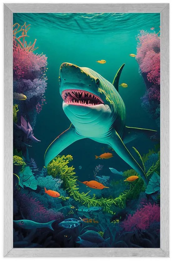 Poszter szürrealista cápa