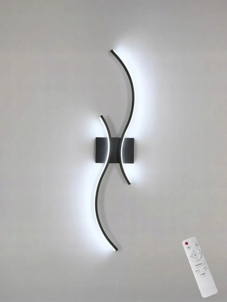 Fali Lámpa Lineáris Fali Led Fekete Távirányítóval Hálószoba Nappali 80CM