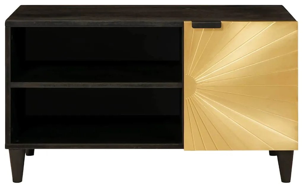 TV szekrény Fekete és Arany 80 x 33 x 46 cm tömör mangófa