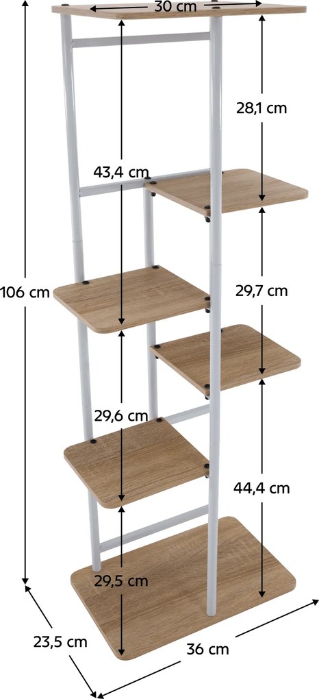 Virágállvány, fehér/sonoma tölgy, LEDOR TYP 2