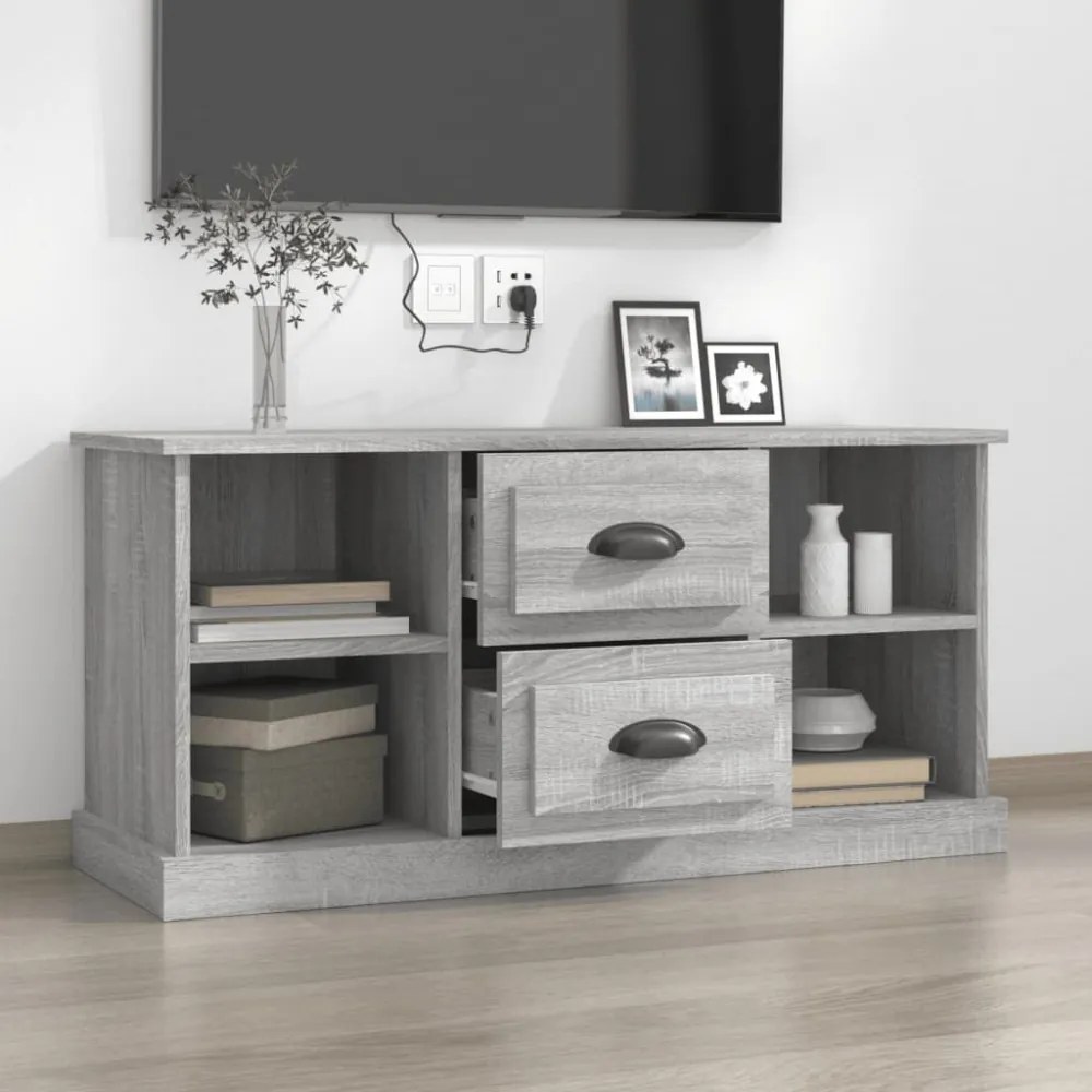 szürke sonoma színű szerelt fa TV-szekrény 99,5x35,5x48 cm