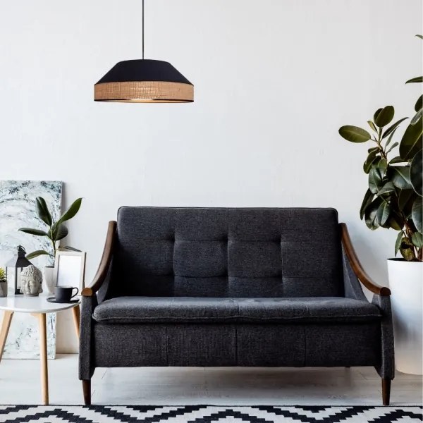 Csillár zsinóron MANISO 1xE27/60W/230V átm. 45 cm fekete/bézs