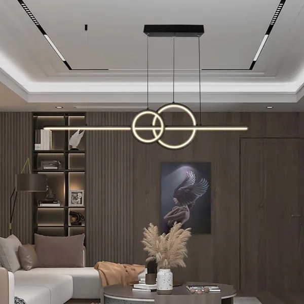 LED Csillár zsinóron LED/15W/230V 4000K 80 cm fekete