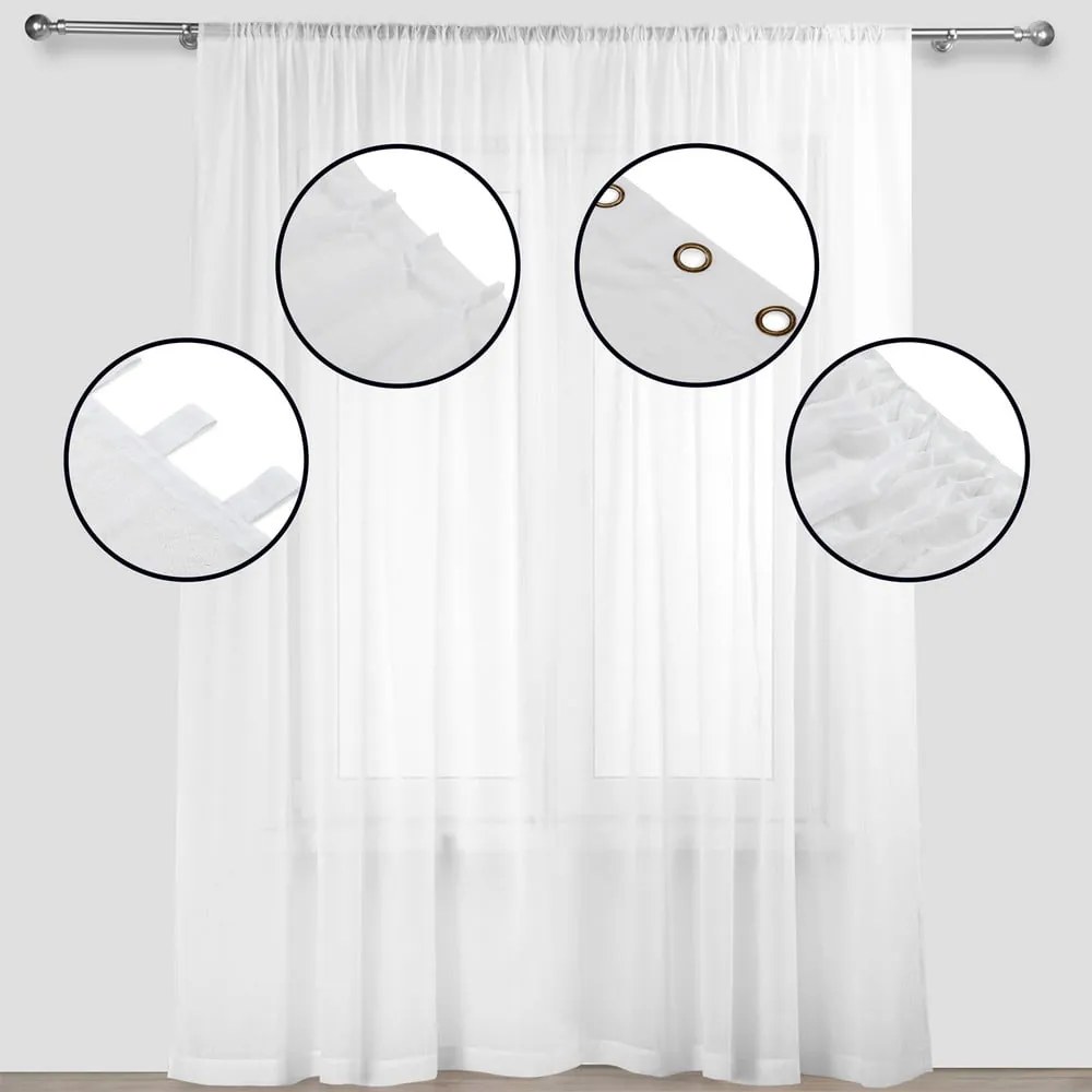 Fehér átlátszó függöny 280x300 cm Kresz – Homede