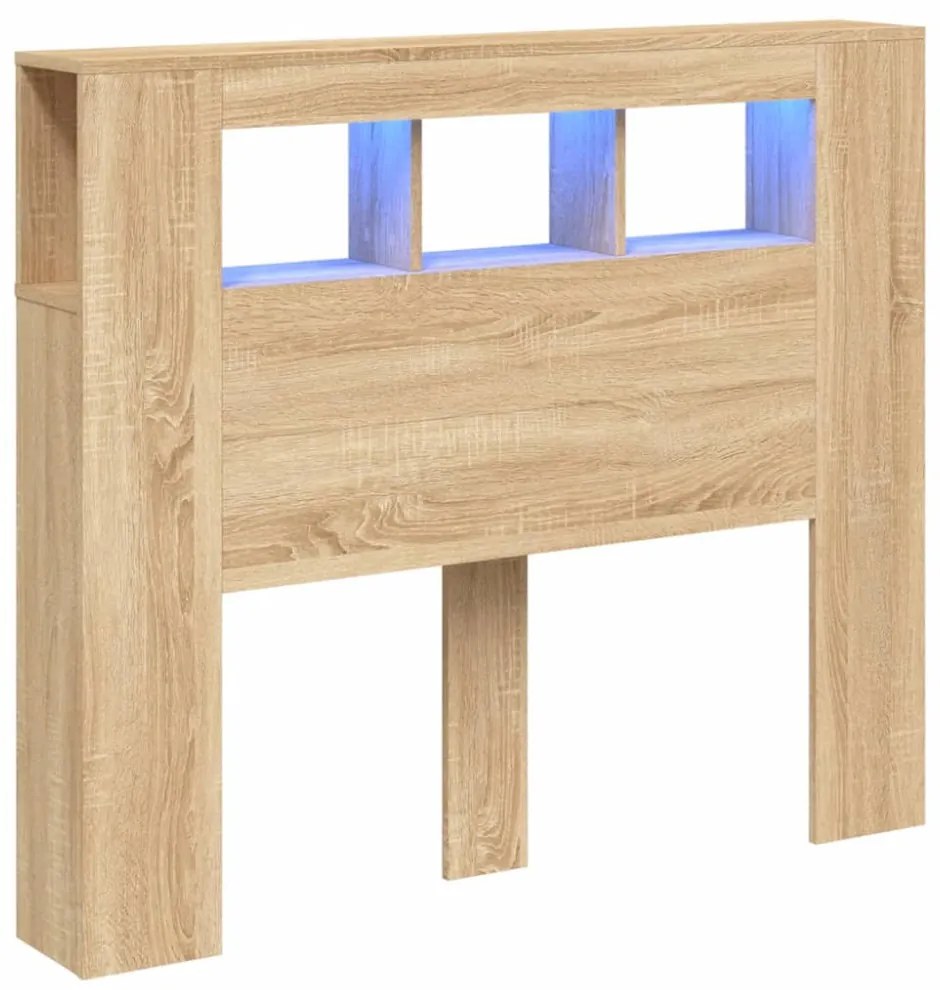 sonoma tölgy színű szerelt fa LED-es fejtámla 120x18,5x103,5 cm