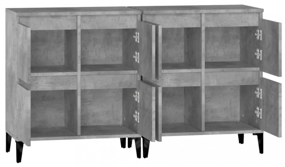 2 db betonszürke szerelt fa tálalószekrény 60 x 35 x 70 cm