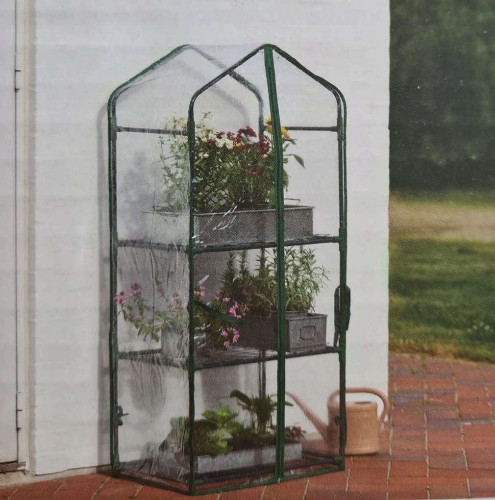 Mini Kerti Üvegház Erkély Terasz Kert 3 Polc Fólia Alagút 126 H