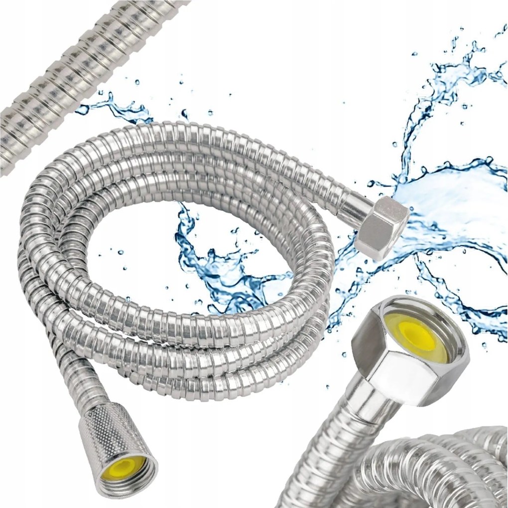 Fürdőszobai zuhanytömlő normál krómozott 150cm 1,5m