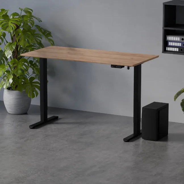 Elektromosan állítható magasságú íróasztal 138x67cm Craft tölgy / fekete | LVN System Control Flex+