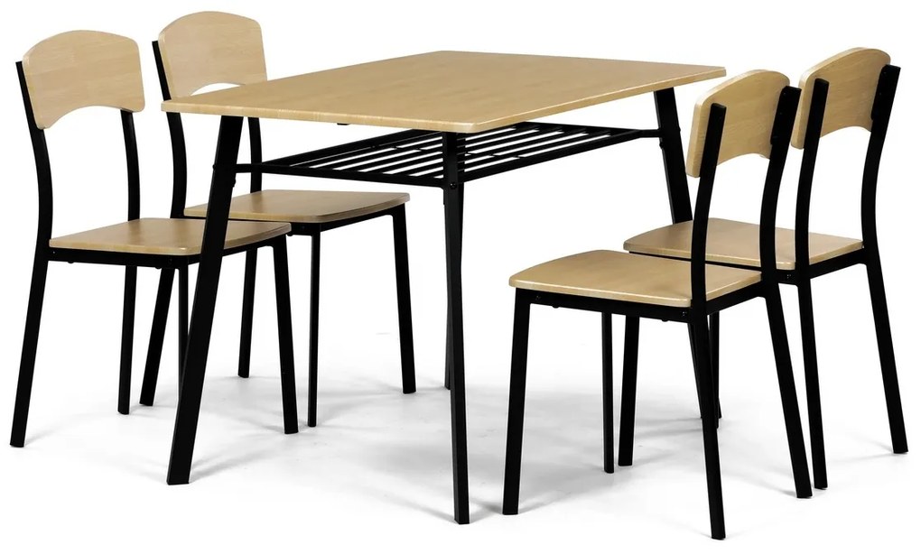 Industrial étkezőgarnitúra 4 székkel,  110 x 70 x76 cm, barna