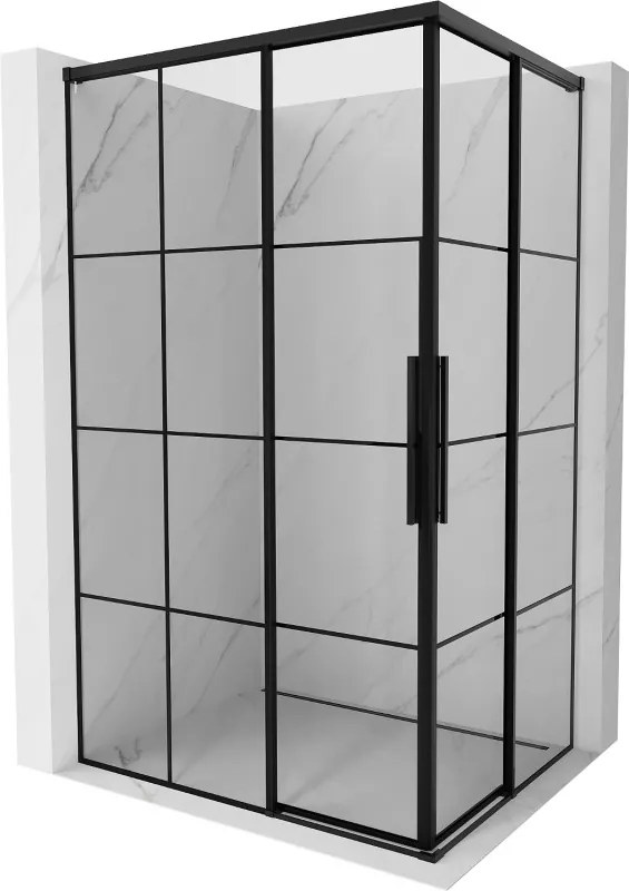 Mexen Rox Duo eltolható zuhanykabin 120 x 80 cm, fekete rács, fekete - 8C2D-120-080-70-77