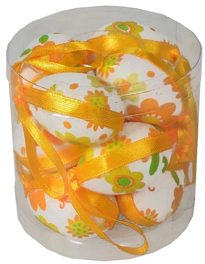 Húsvéti tojáskészlet, sárga virág mintával,magasság 4 cm, 12 db/csomag